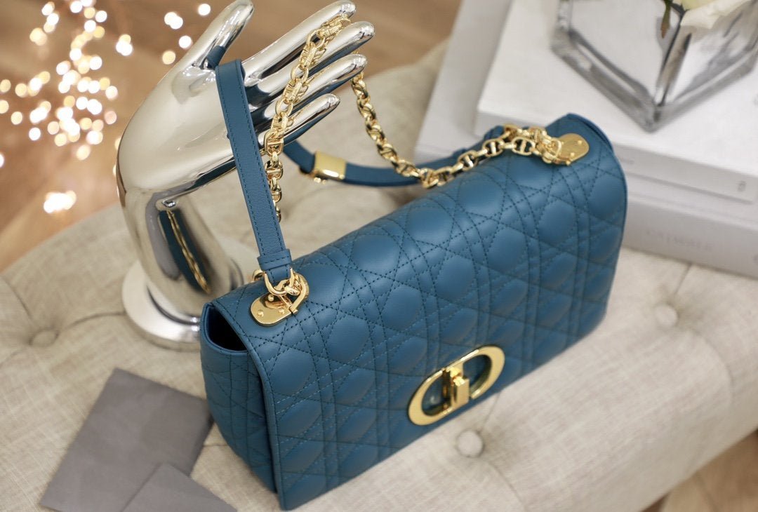 LARGE CARO BAG 28 DEEP OCEAN BLUE SUPPLE CANNAGE CALFSKIN