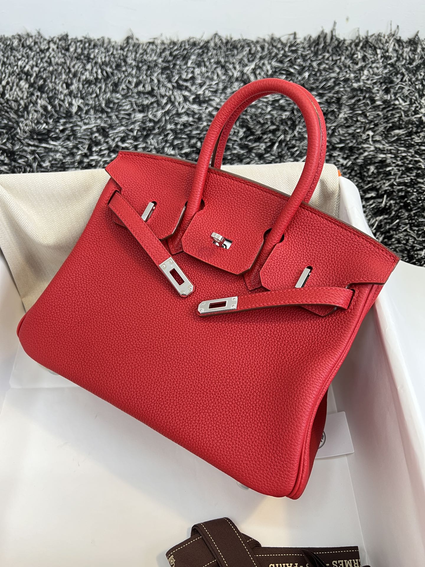 HM BIRKIN 25CM RED TOGO LEATHER SILVER HARDWARE