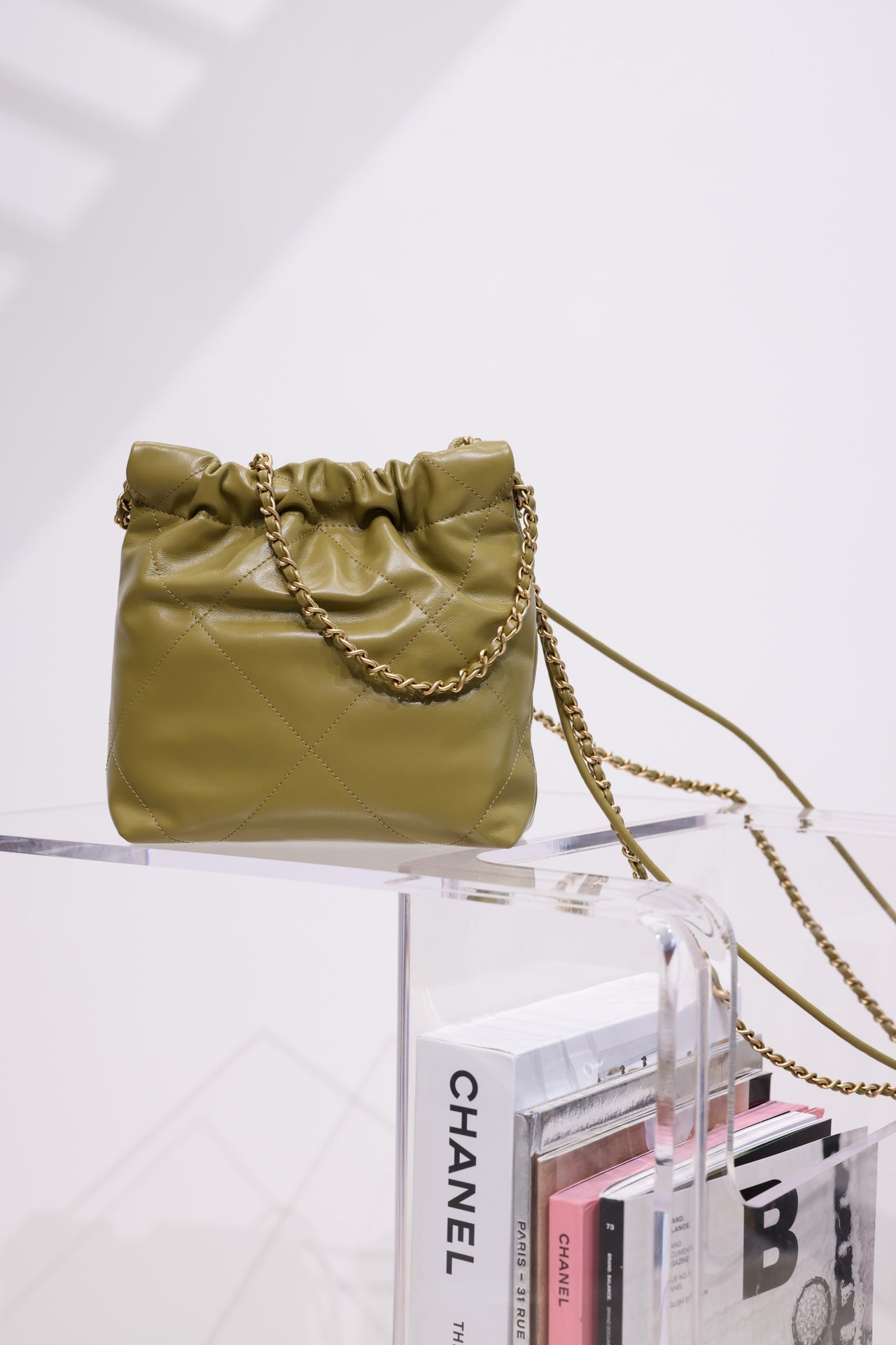 CC HOBO BAG 22 KHAKI LAMBSKIN GOLD HARDWARE 20CM