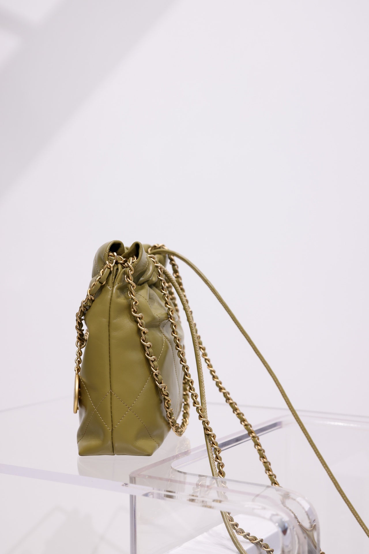 CC HOBO BAG 22 KHAKI LAMBSKIN GOLD HARDWARE 20CM