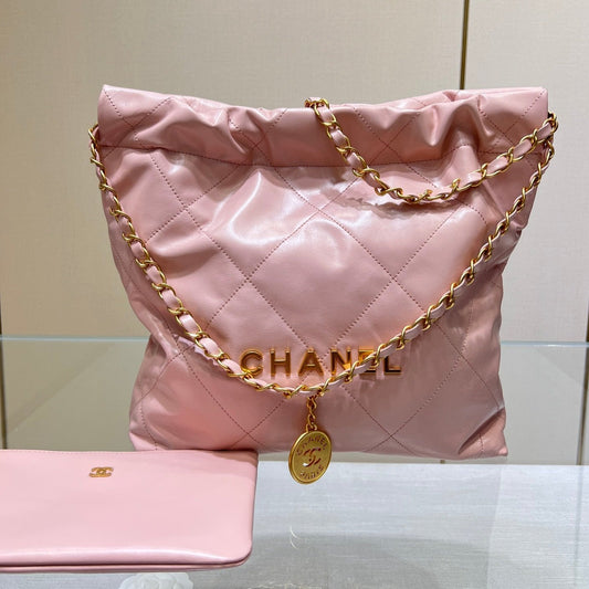 CC HOBO BAG 22 PINK LAMBSKIN GOLD HARDWARE