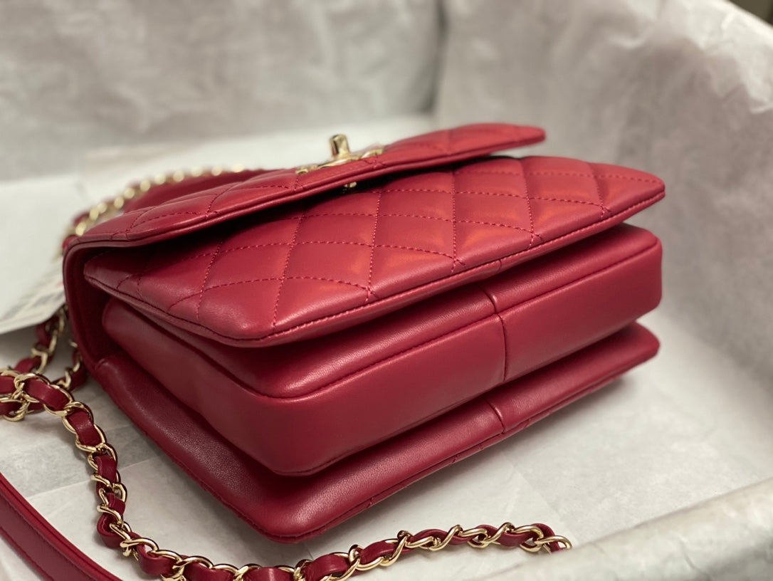 CC TRENDY 20CM RED LAMBSKIN GOLD HARDWARE