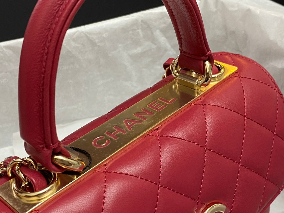 CC TRENDY 20CM RED LAMBSKIN GOLD HARDWARE