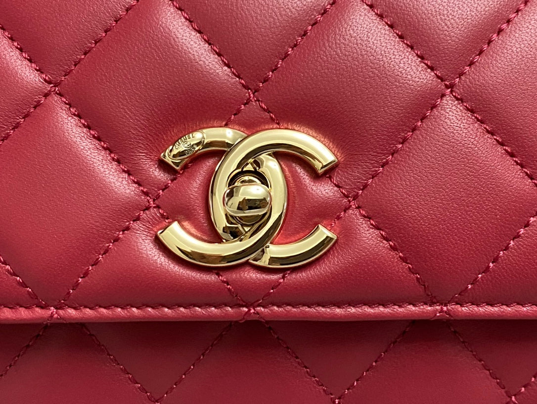 CC TRENDY 20CM RED LAMBSKIN GOLD HARDWARE