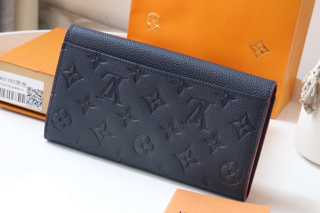 LV SARAH WALLET MONOGRAM EMPREINTE LEATHER 19CM BLACK RED