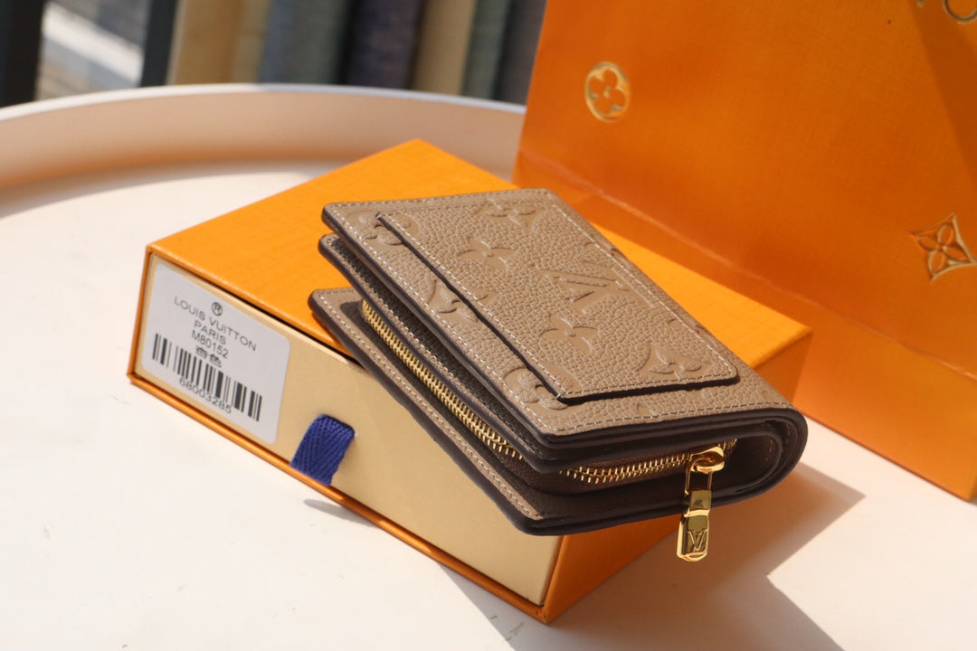 CLEA WALLET 12CM BEIGE MONOGRAM EMPREINTE LEATHER