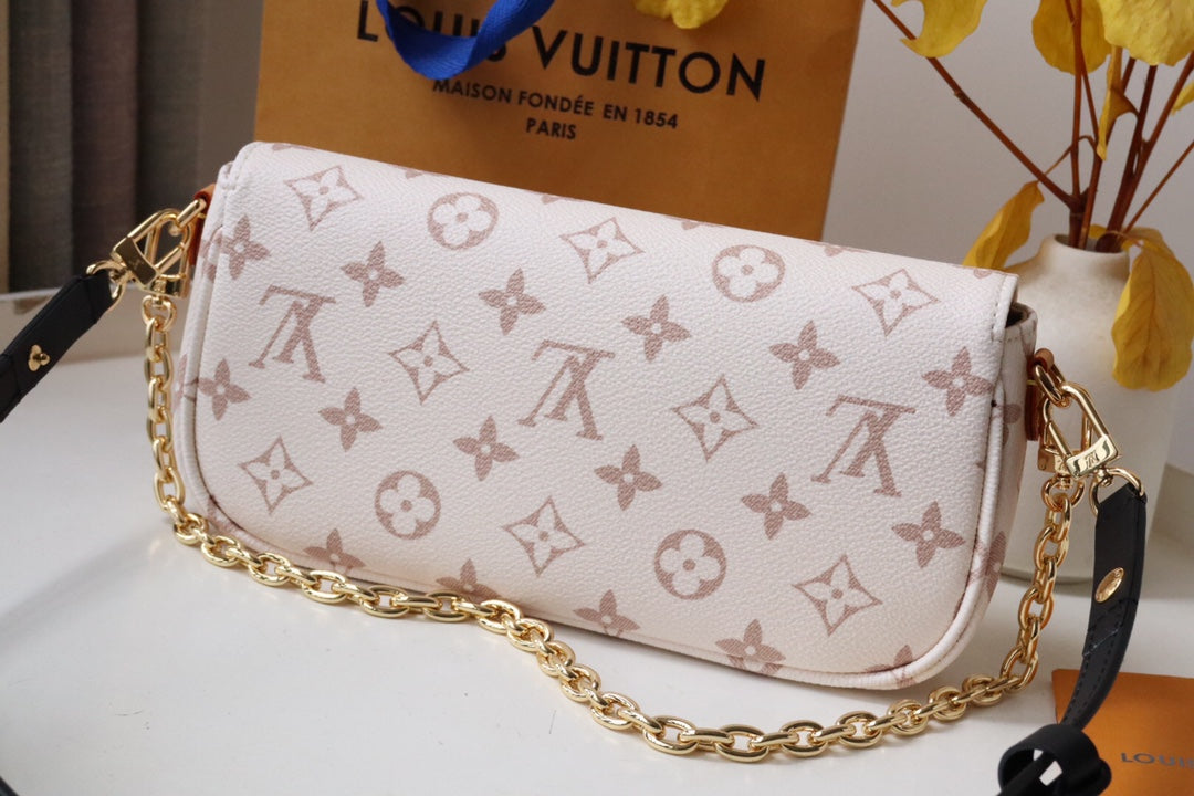 LV WOC 2WAY CHAIN WHITE PINK LEATHER