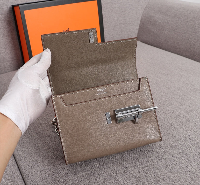 HM VERROU MINI BAG 17 ASH BROWN CALFSKIN