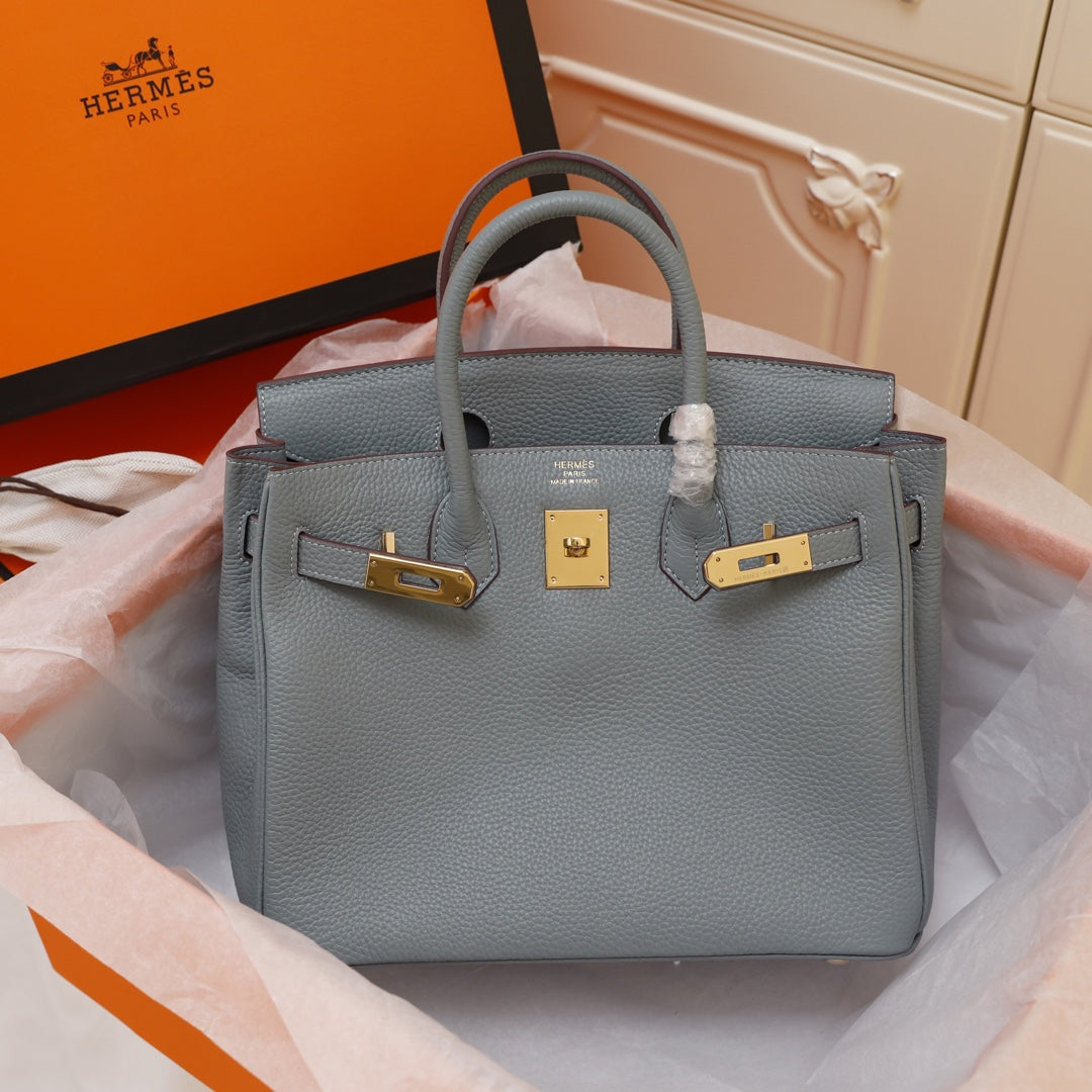 HM BIRKIN BAG 35 TEMPERED GRAY CALFSKIN GOLD BUCKLE