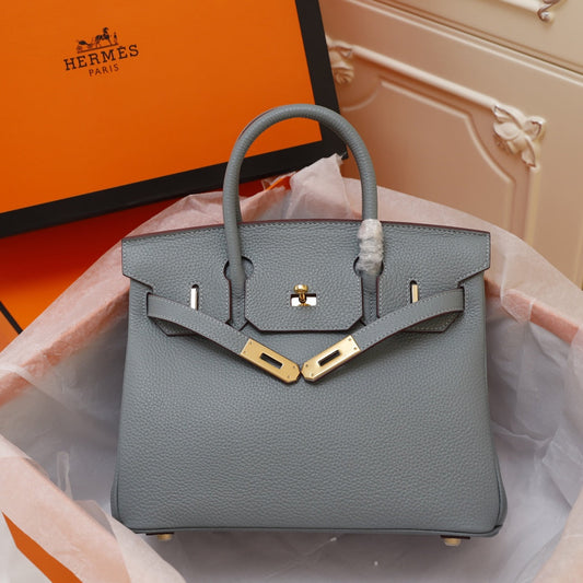 HM BIRKIN BAG 35 TEMPERED GRAY CALFSKIN GOLD BUCKLE