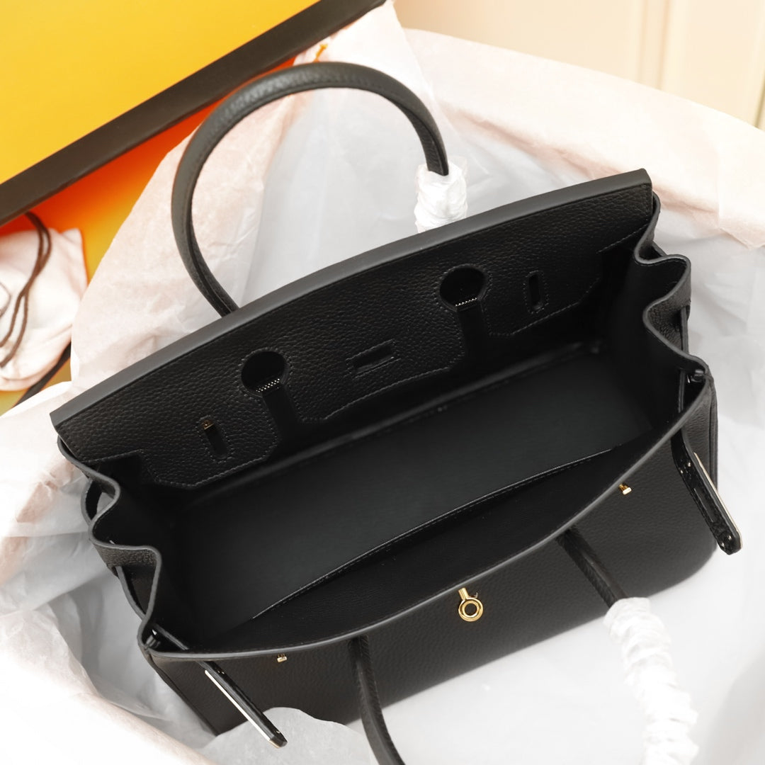 HM BIRKIN BAG 35 BLACK CALFSKIN GOLD BUCKLE