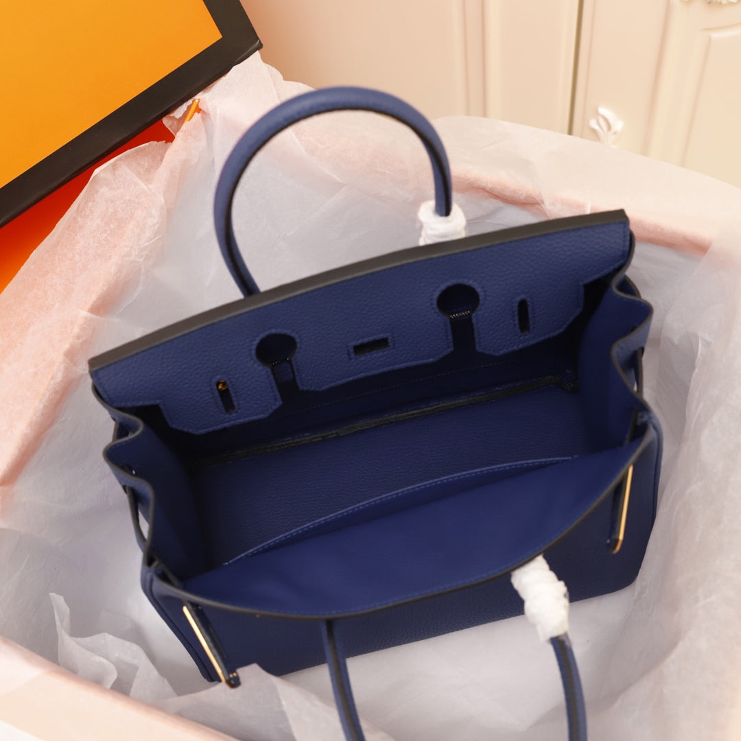 HM BIRKIN BAG 30 NAVY CALFSKIN GOLD BUCKLE