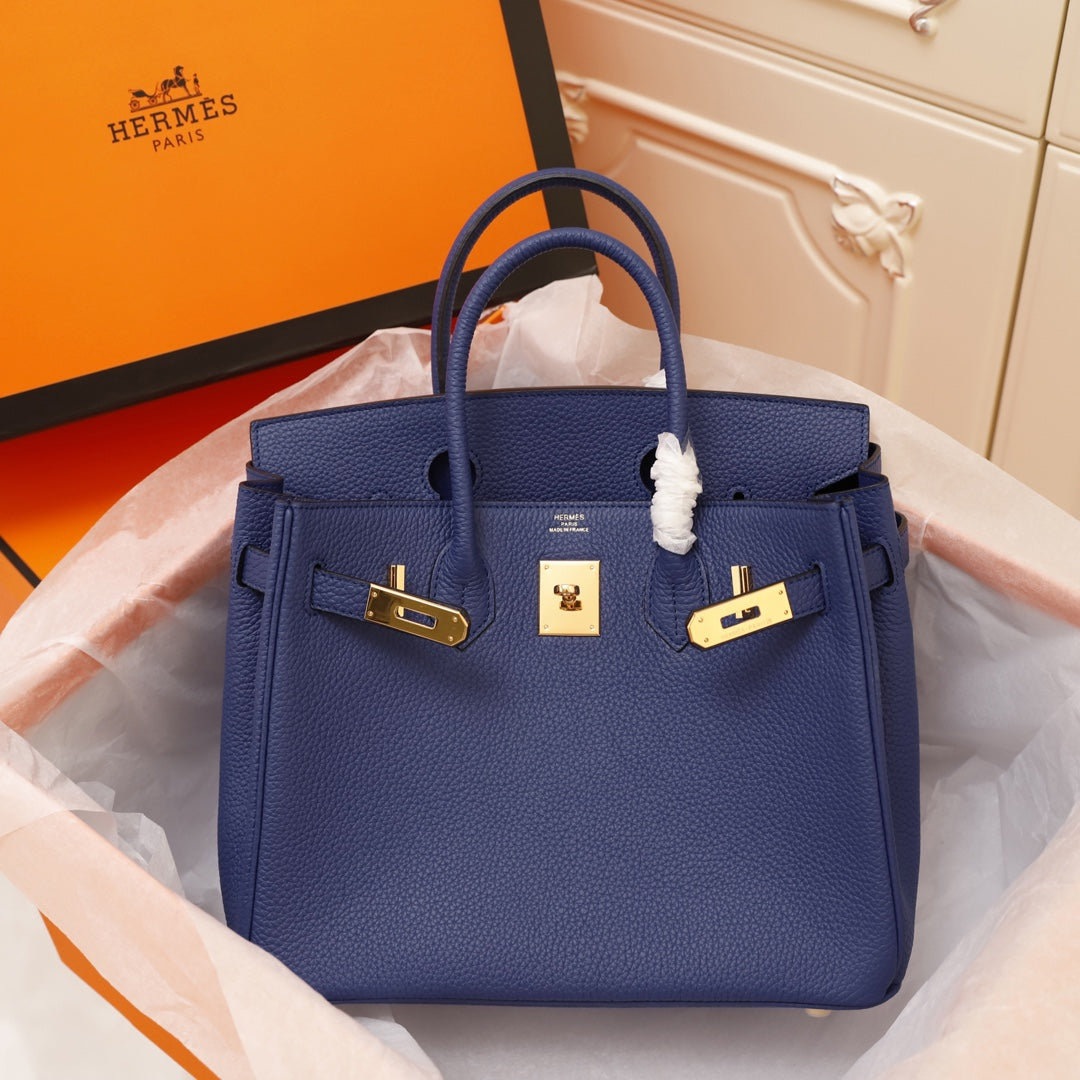 HM BIRKIN BAG 30 NAVY CALFSKIN GOLD BUCKLE