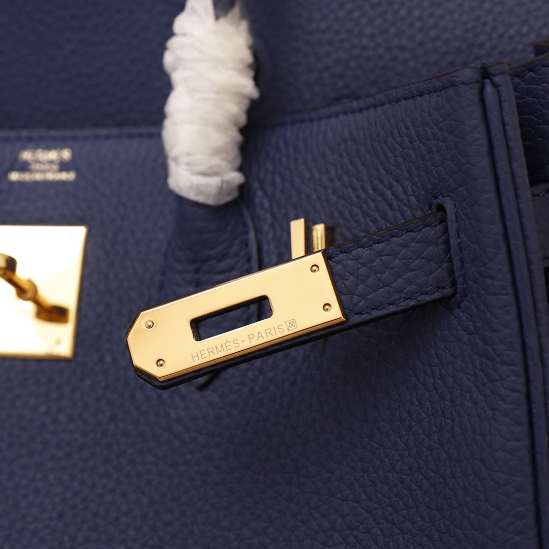 HM BIRKIN BAG 30 NAVY CALFSKIN GOLD BUCKLE