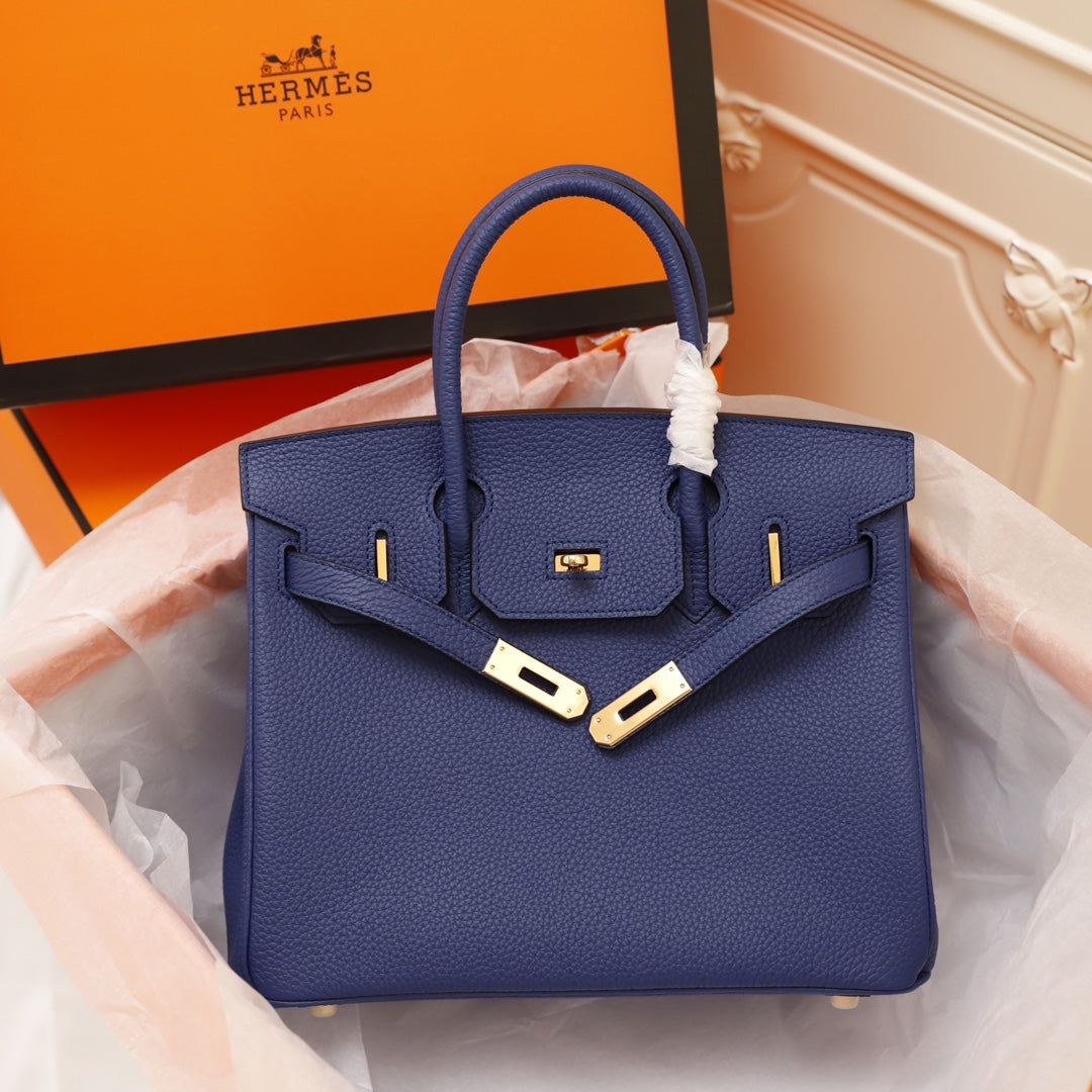 HM BIRKIN BAG 35 NAVY CALFSKIN GOLD BUCKLE