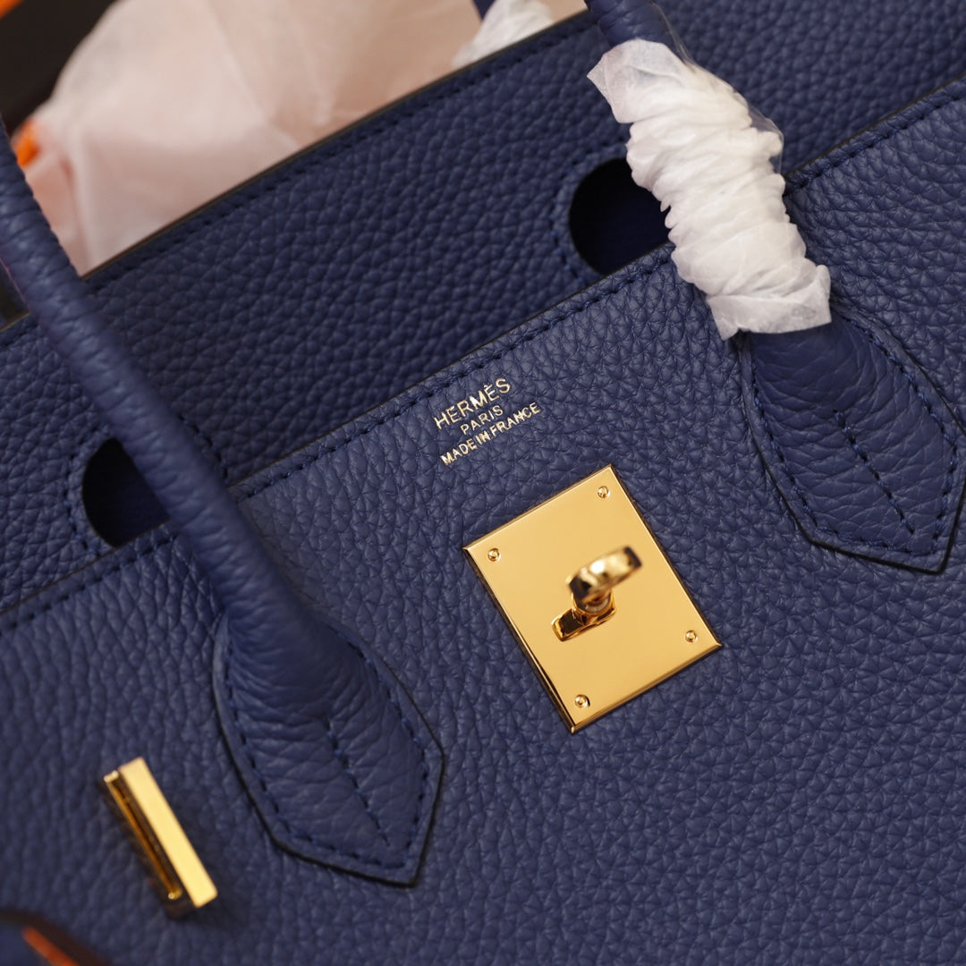 HM BIRKIN BAG 35 NAVY CALFSKIN GOLD BUCKLE