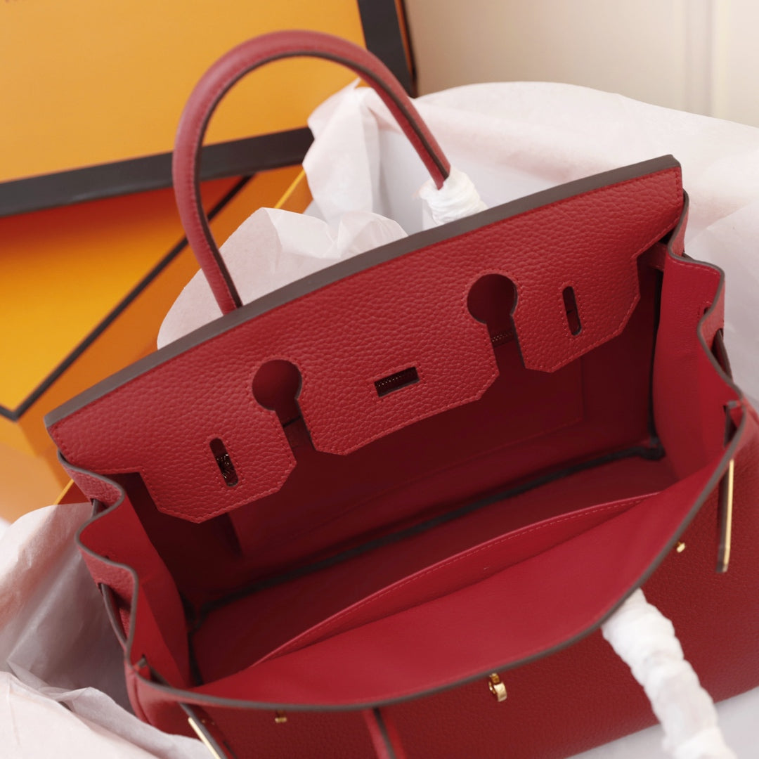 HM BIRKIN BAG 30 CRIMSON CALFSKIN GOLD BUCKLE