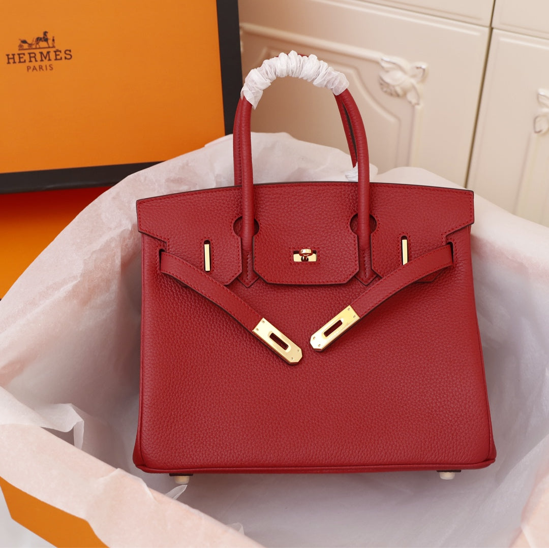 HM BIRKIN BAG 30 CRIMSON CALFSKIN GOLD BUCKLE