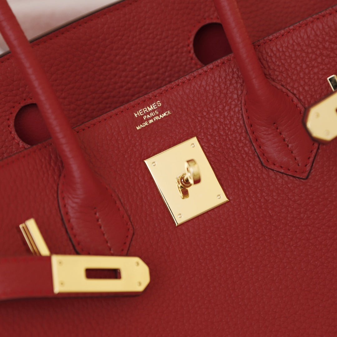 HM BIRKIN BAG 30 CRIMSON CALFSKIN GOLD BUCKLE