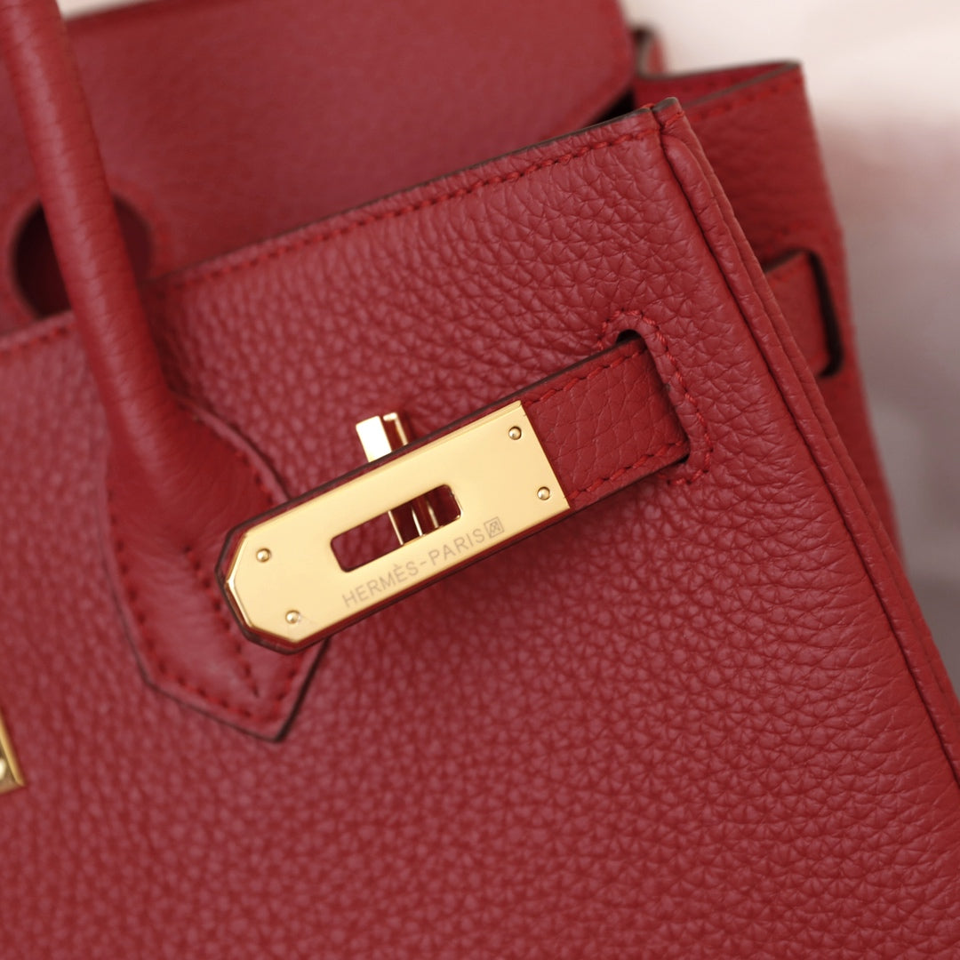 HM BIRKIN BAG 30 CRIMSON CALFSKIN GOLD BUCKLE