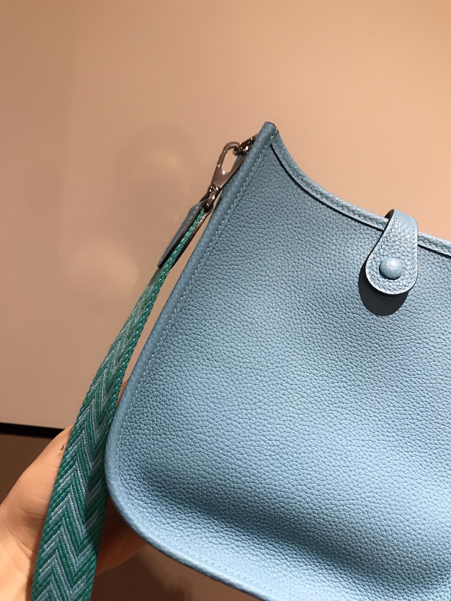 HM EVELYNE MINI 18 CERULEAN CALFSKIN