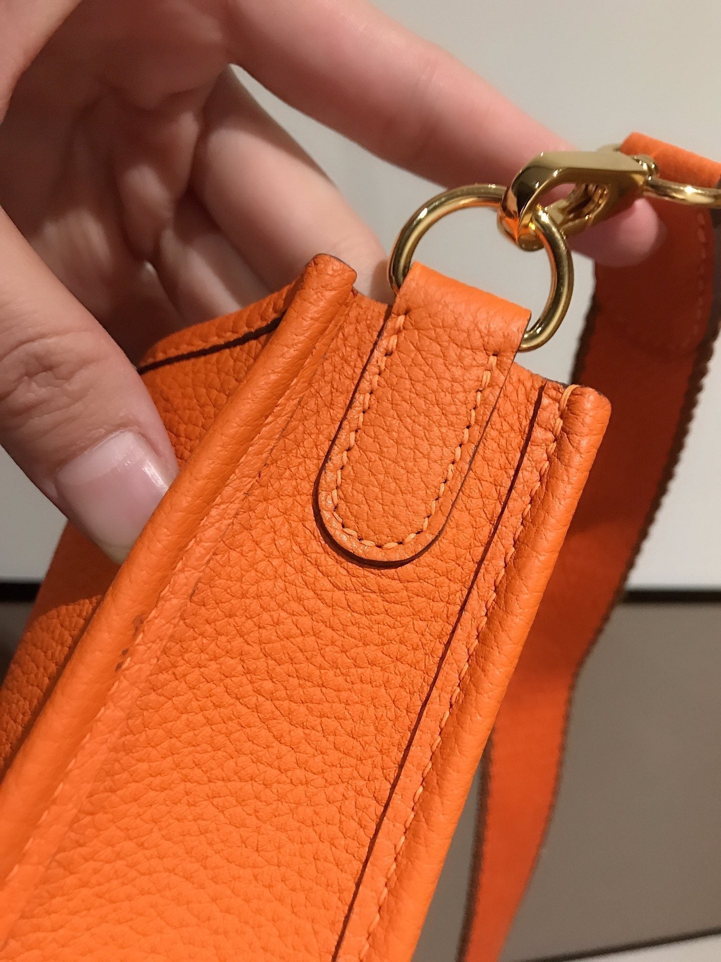 HM EVELYNE MINI 18 ORANGE CALFSKIN