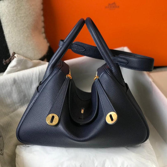 HM LINDY 26 BAG NAVY CALFSKIN