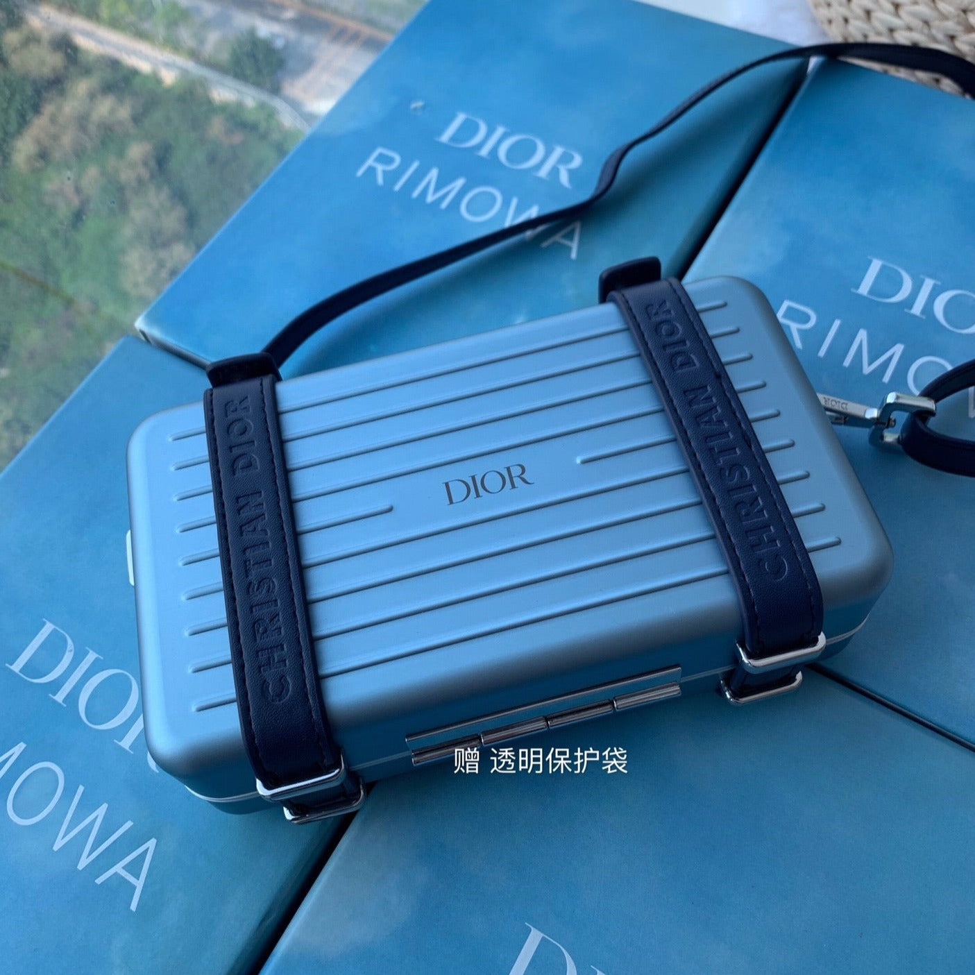 RIMOWA 20 CASE BAG IN COBALT BLUE ALUMINUM MAGNESIUM