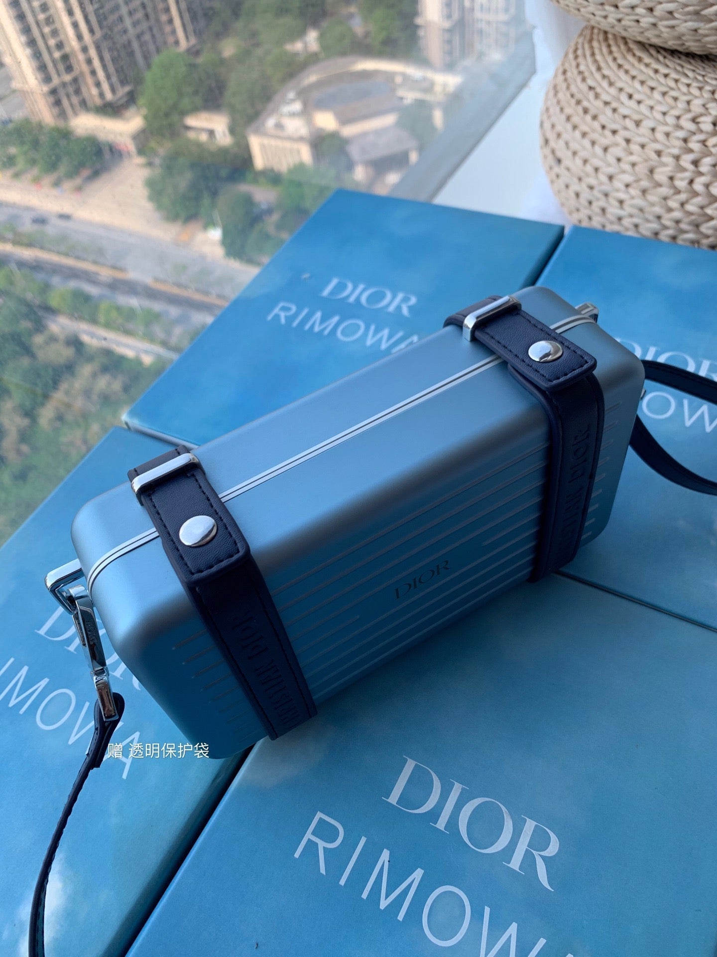 RIMOWA 20 CASE BAG IN COBALT BLUE ALUMINUM MAGNESIUM