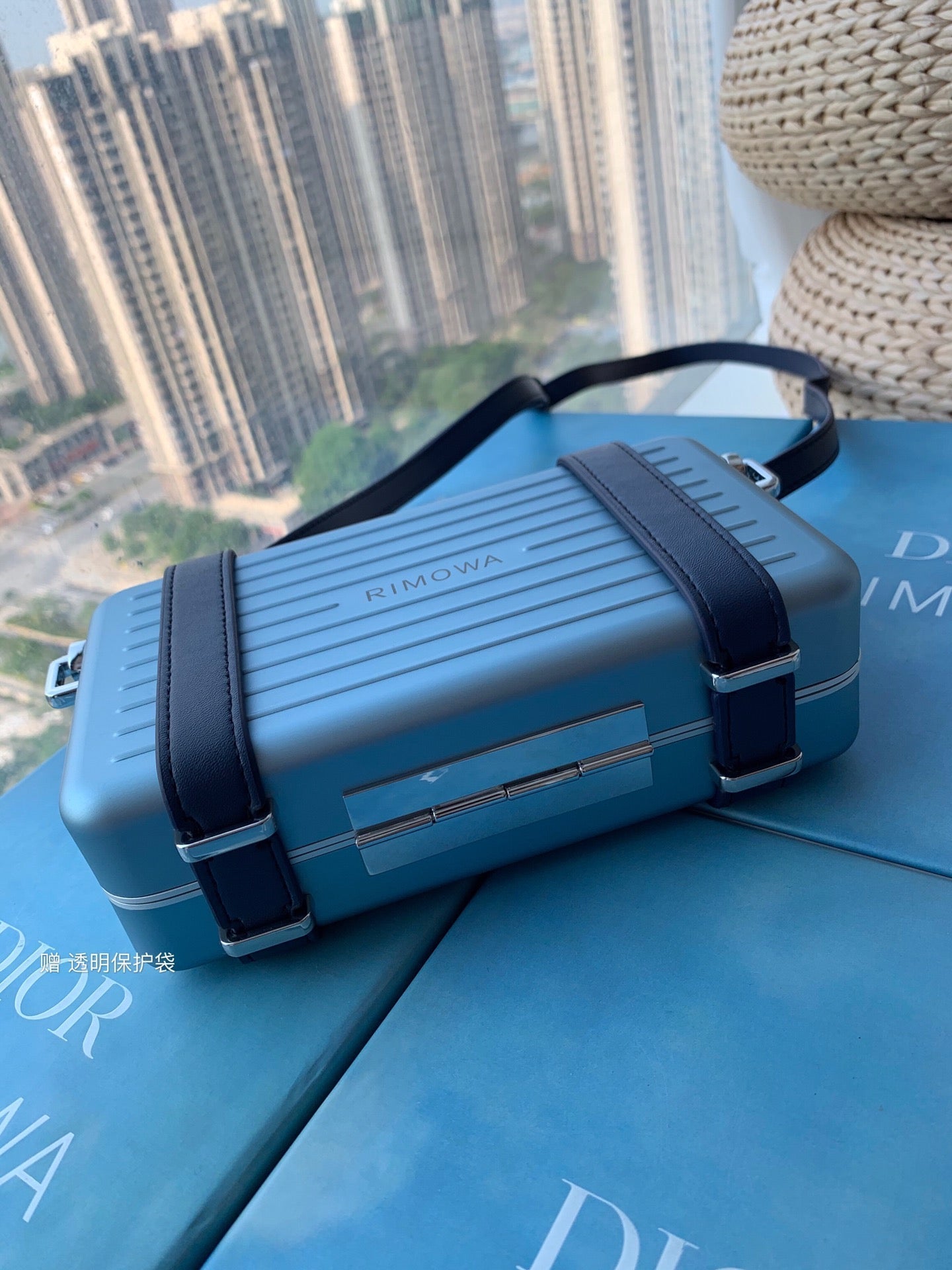 RIMOWA 20 CASE BAG IN COBALT BLUE ALUMINUM MAGNESIUM