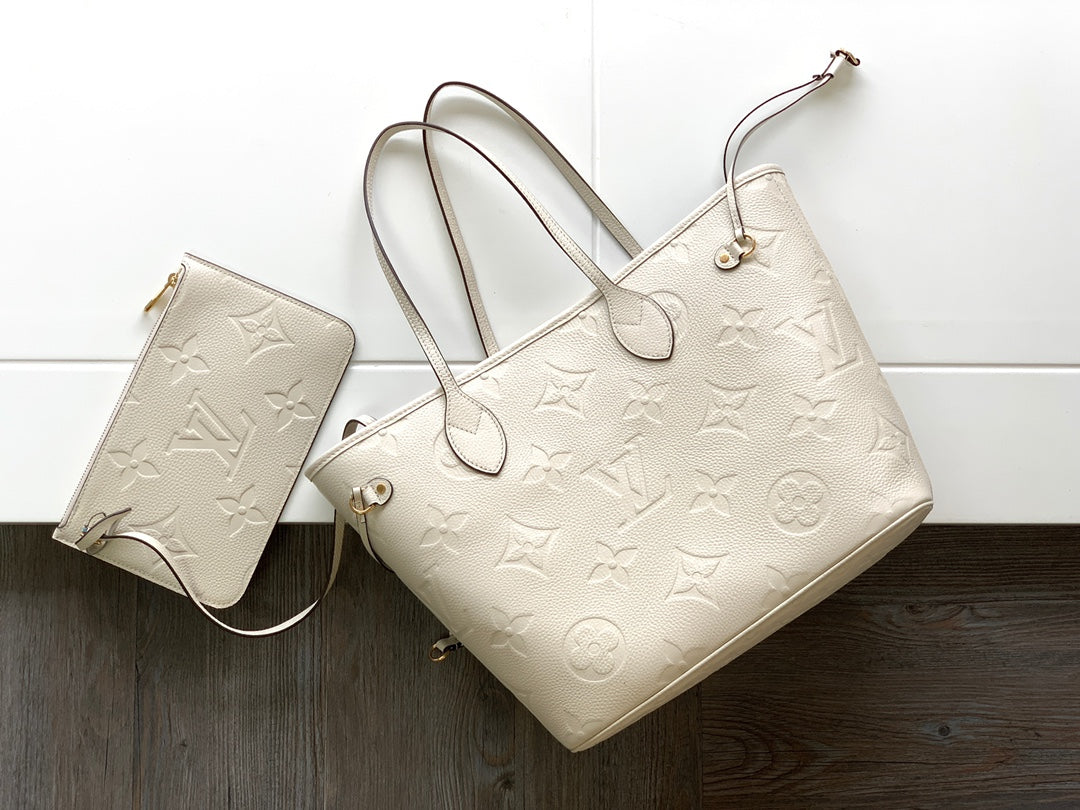 NEVERFULL MM 32 WHITE MONOGRAM EMPREINTE LEATHER