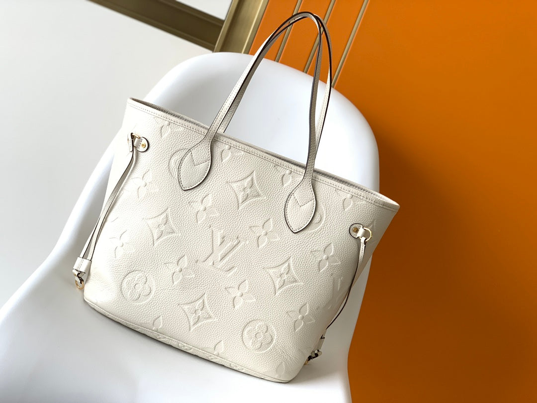 NEVERFULL MM 32 WHITE MONOGRAM EMPREINTE LEATHER