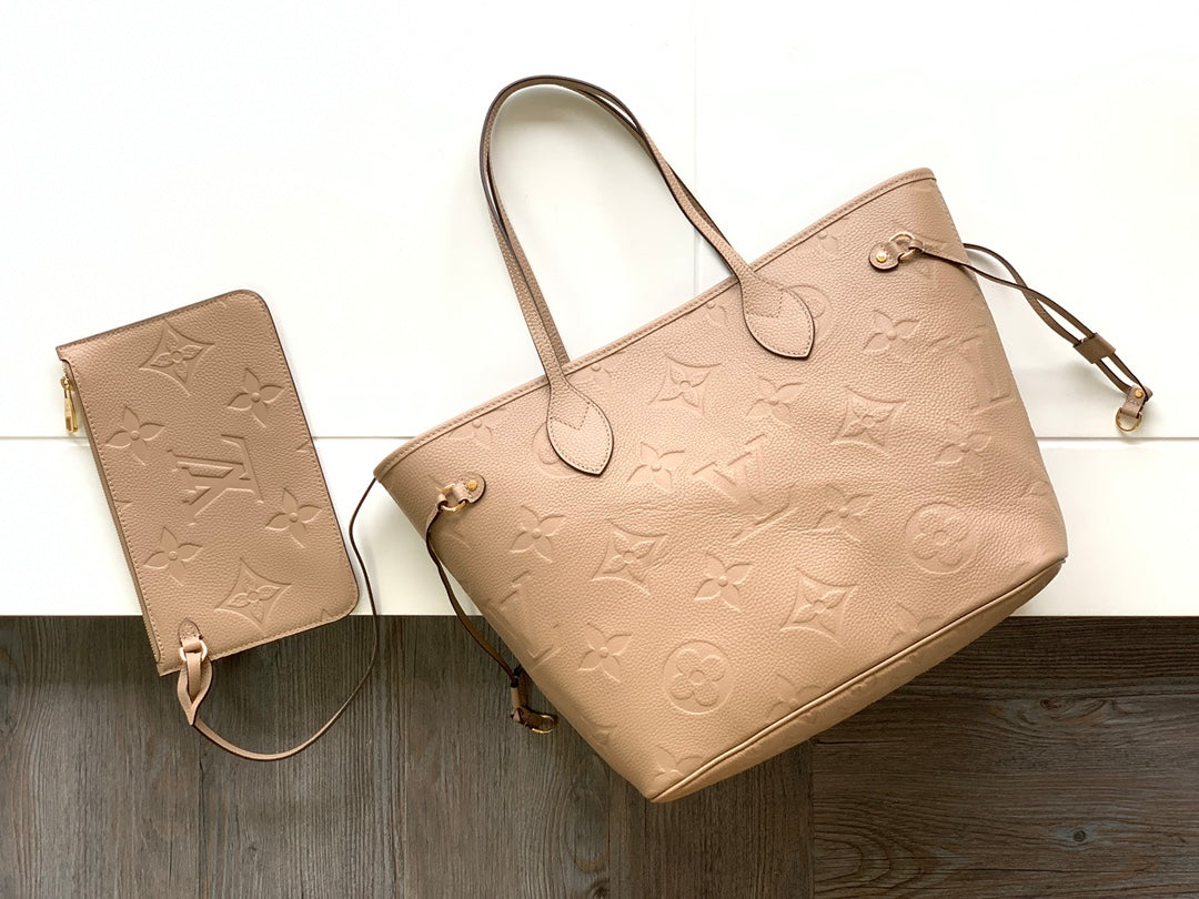 NEVERFULL MM 32 BEIGE MONOGRAM EMPREINTE LEATHER