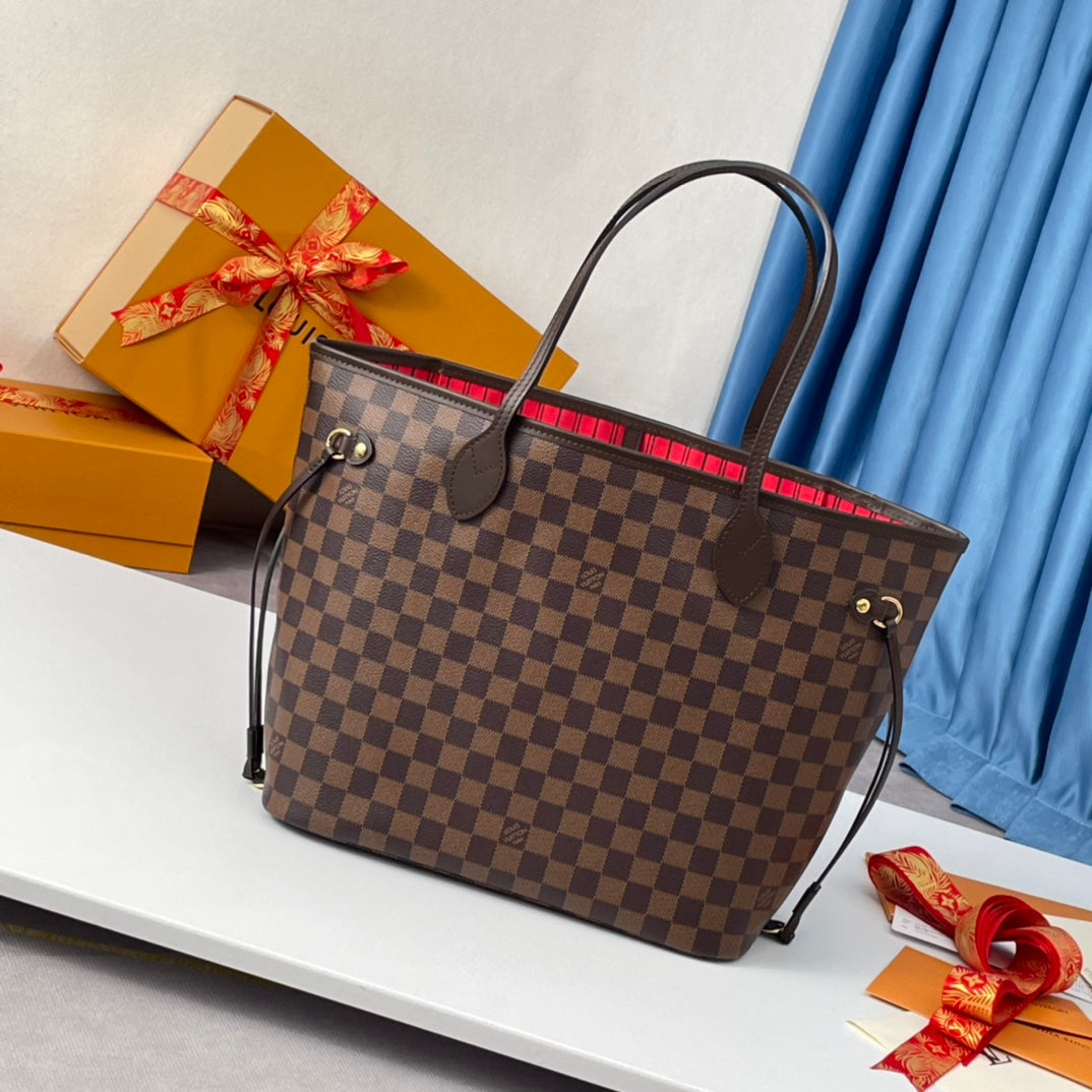 NEVERFULL MM 32 BROWN RED DAMIER AZUR