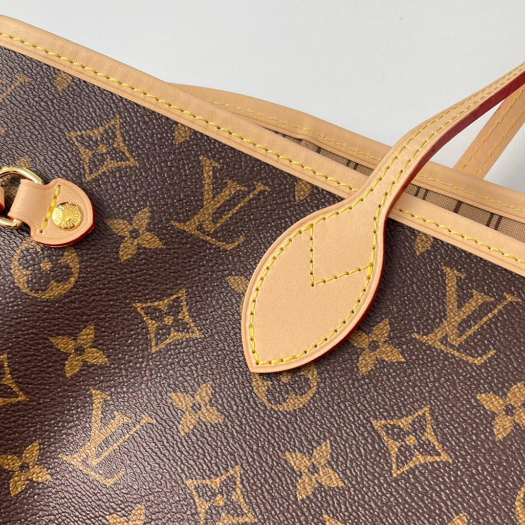 NEVERFULL MM 32 BROWN BEIGE MONOGRAM CANVAS