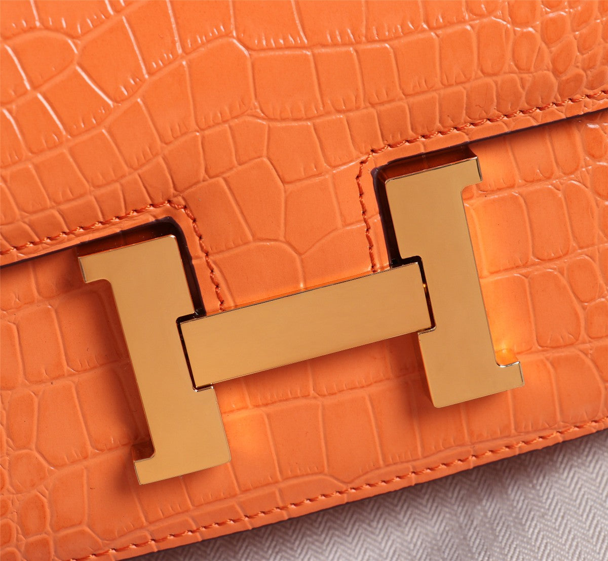 HM CONSTANCE 23 ORANGE ALLIGATOR GOLD HARDWARE