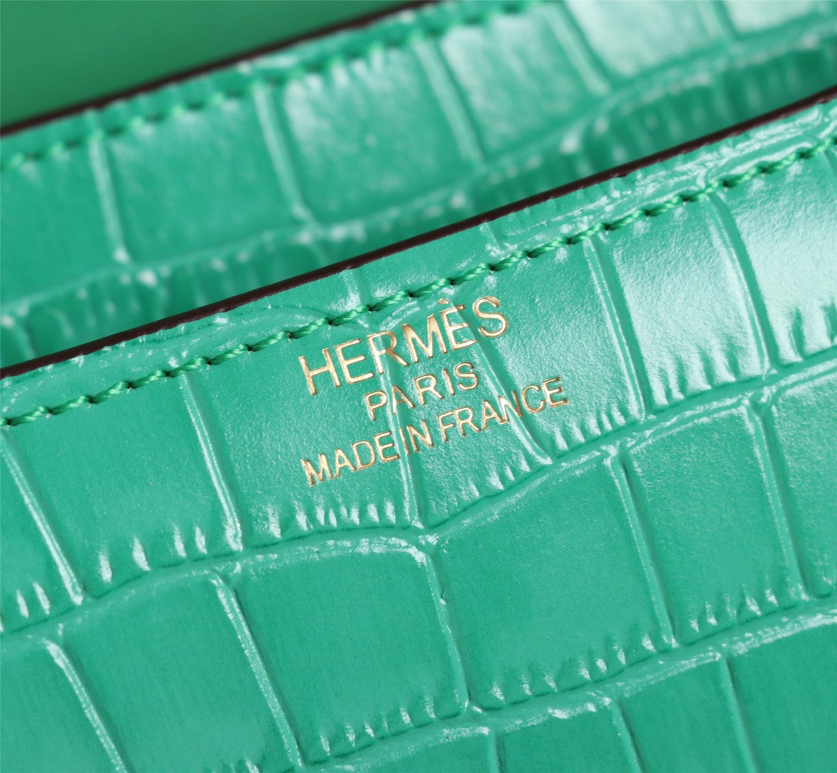 HM CONSTANCE 23 MALACHITE GREEN ALLIGATOR GOLD HARDWARE