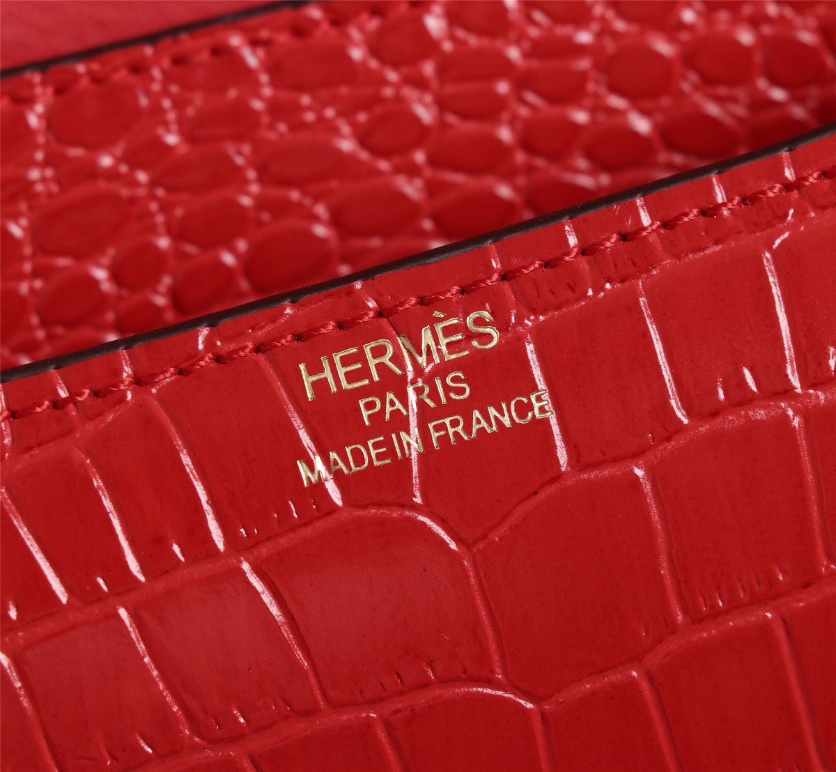 HM CONSTANCE 23 RED ALLIGATOR GOLD HARDWARE