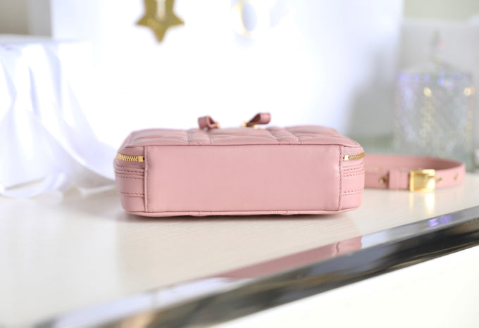 CARO BOX BAG 19 IN LIGHT PINK CALFSKIN