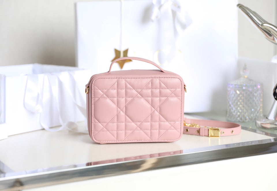 CARO BOX BAG 19 IN LIGHT PINK CALFSKIN