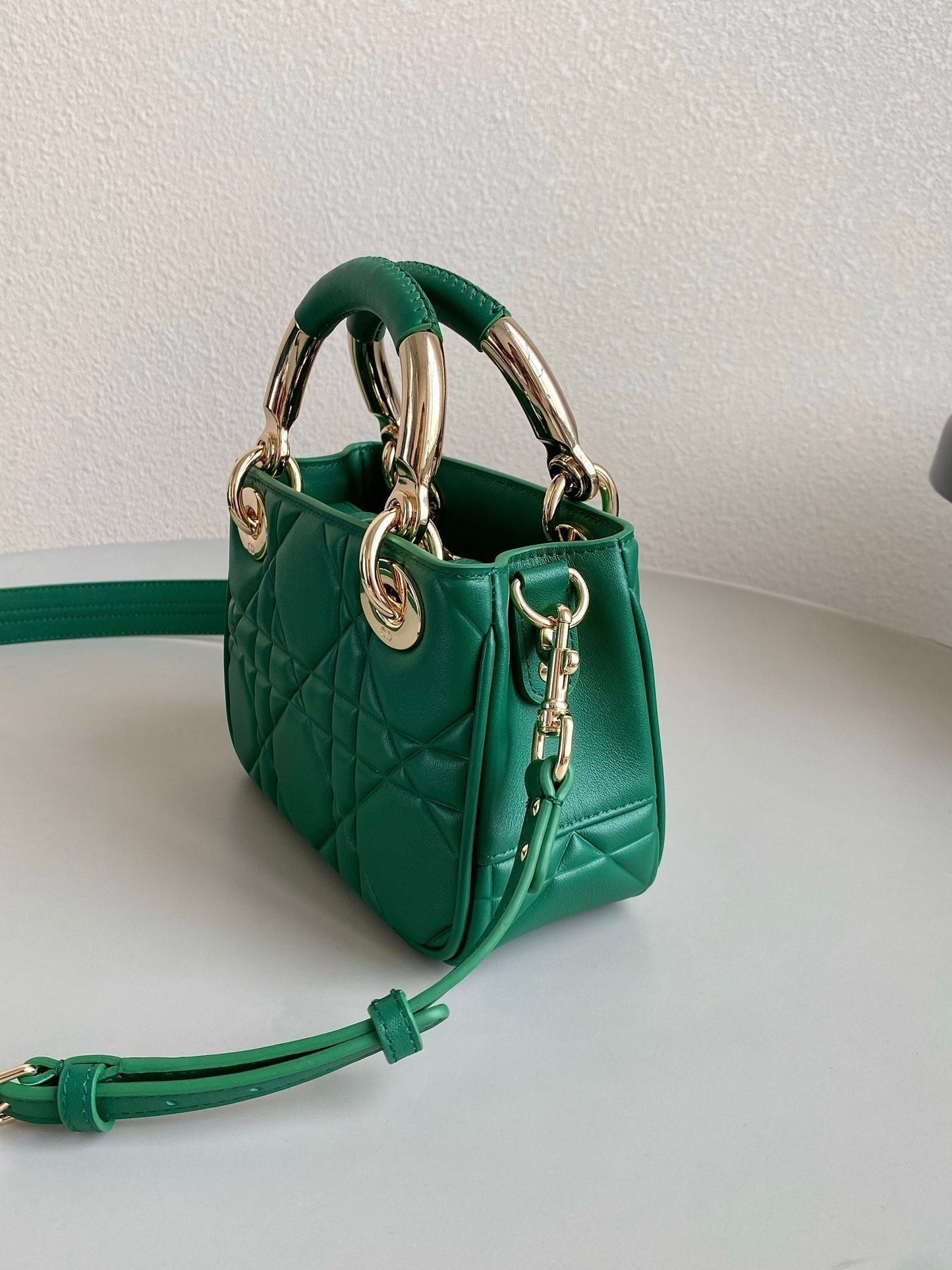 MINI LADY 19 IN FOREST GREEN LAMBSKIN