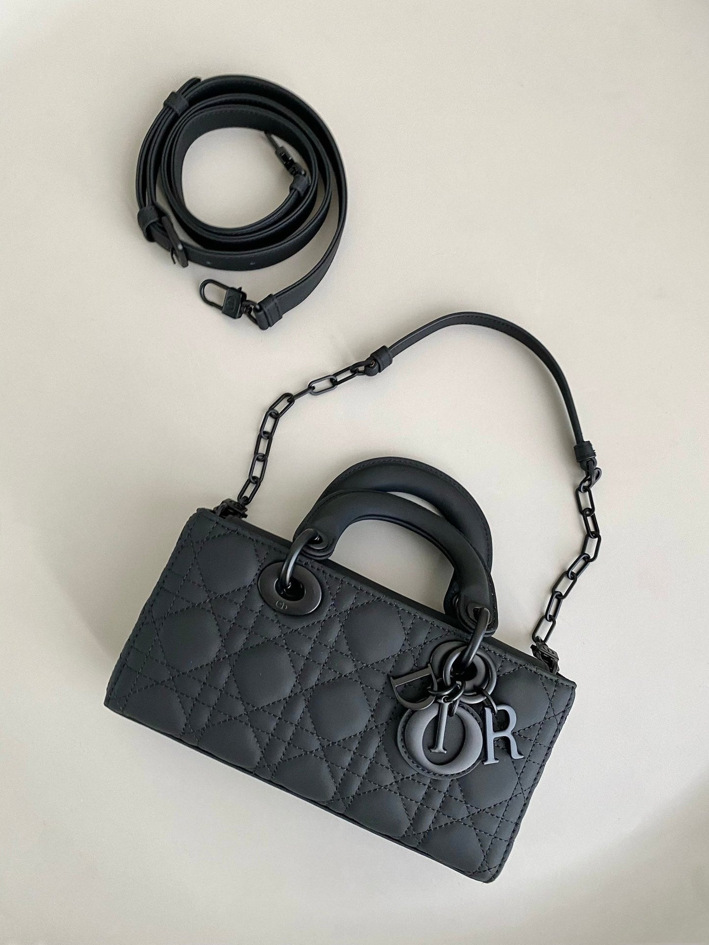 D-JOY BAG 22 IN BLACK LAMBSKIN