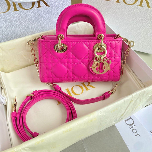 MINI D-JOY BAG 17 IN HOT PINK LAMBSKIN