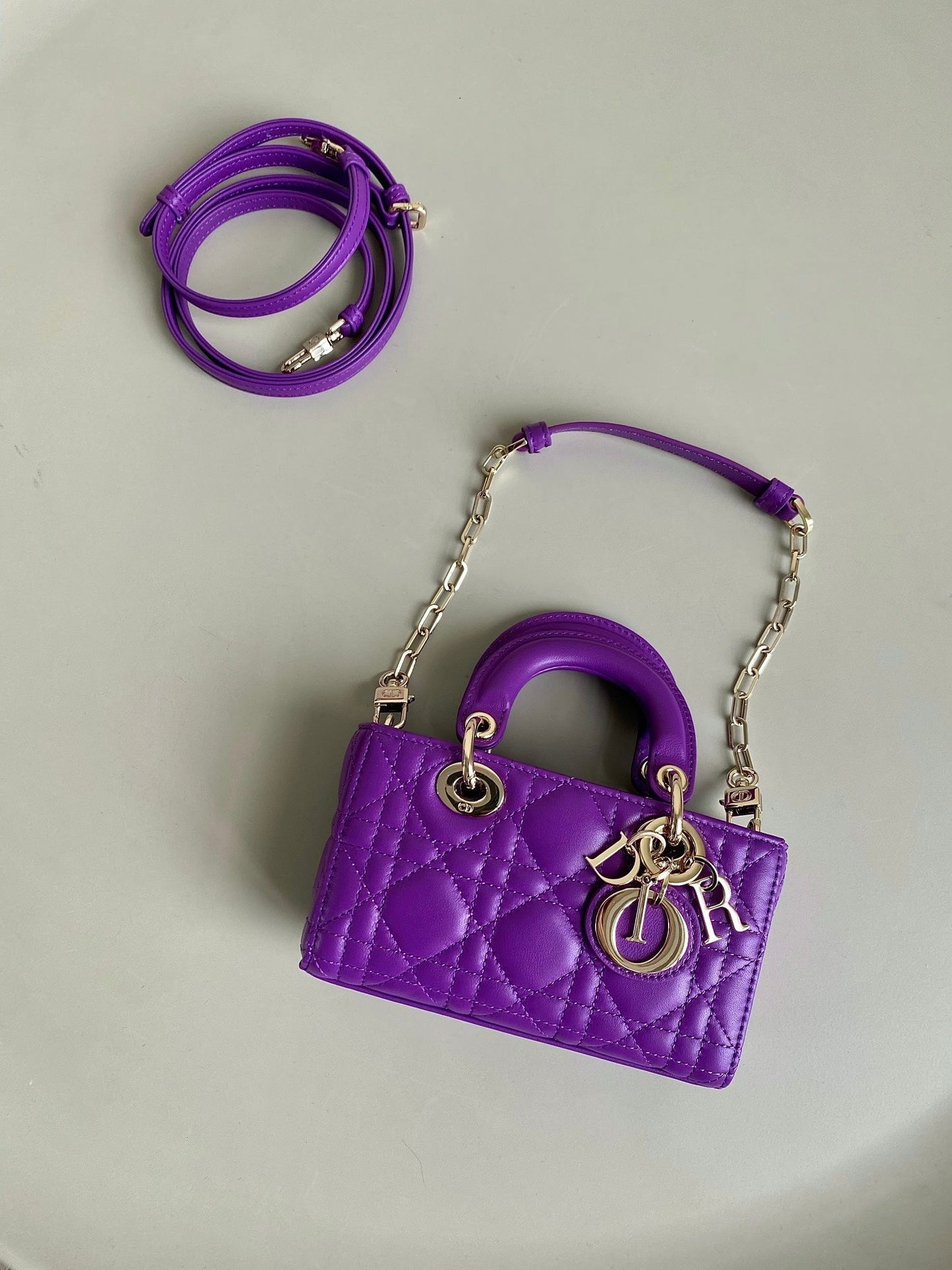 MINI D-JOY BAG 17 IN VIOLET PURPLE LAMBSKIN