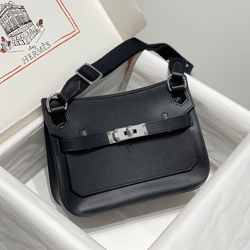 HM JYPSIÈRE MINI 23 BLACK CALFSKIN SILVER HARDWARE