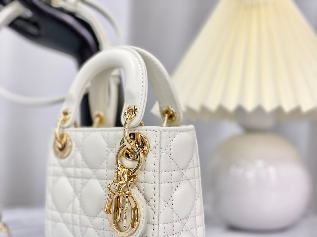 MICRO LADY 12 BAG IN WHITE LAMBSKIN