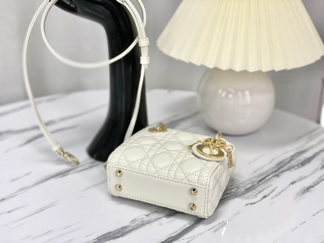 MICRO LADY 12 BAG IN WHITE LAMBSKIN