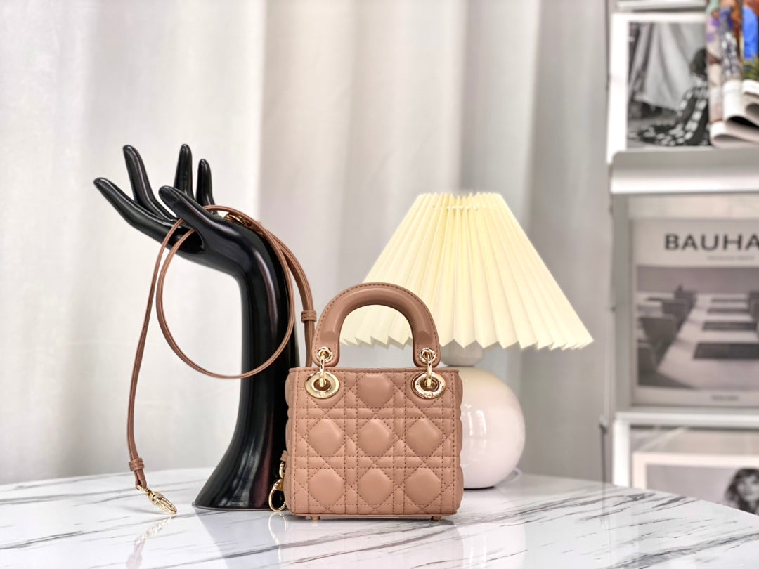 MICRO LADY 12 BAG IN CAMEL BEIGE LAMBSKIN