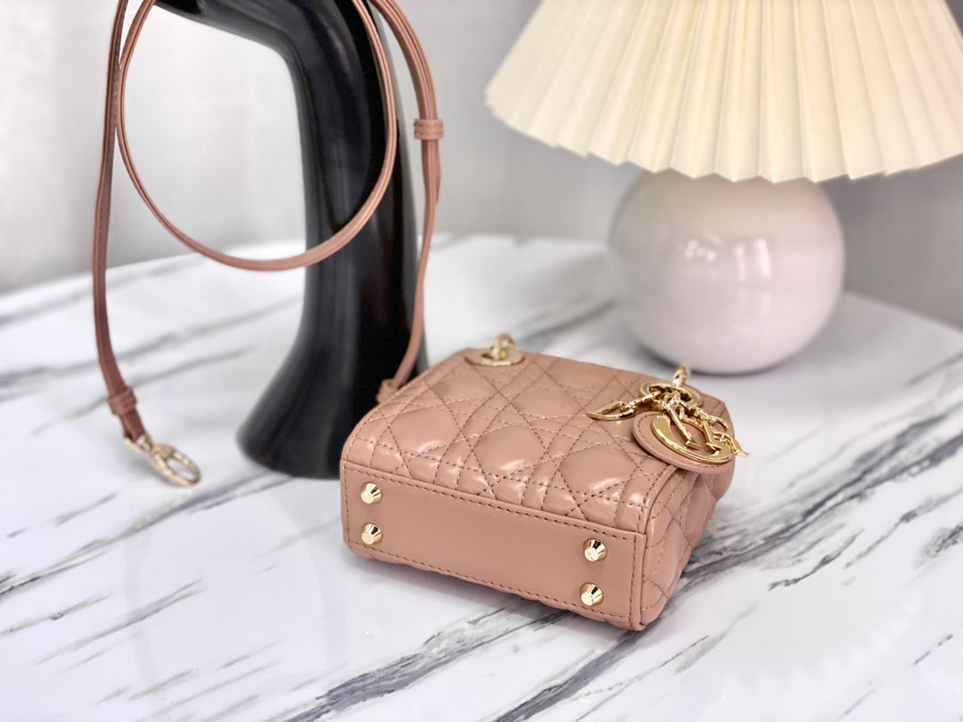 MICRO LADY 12 BAG IN CAMEL BEIGE LAMBSKIN