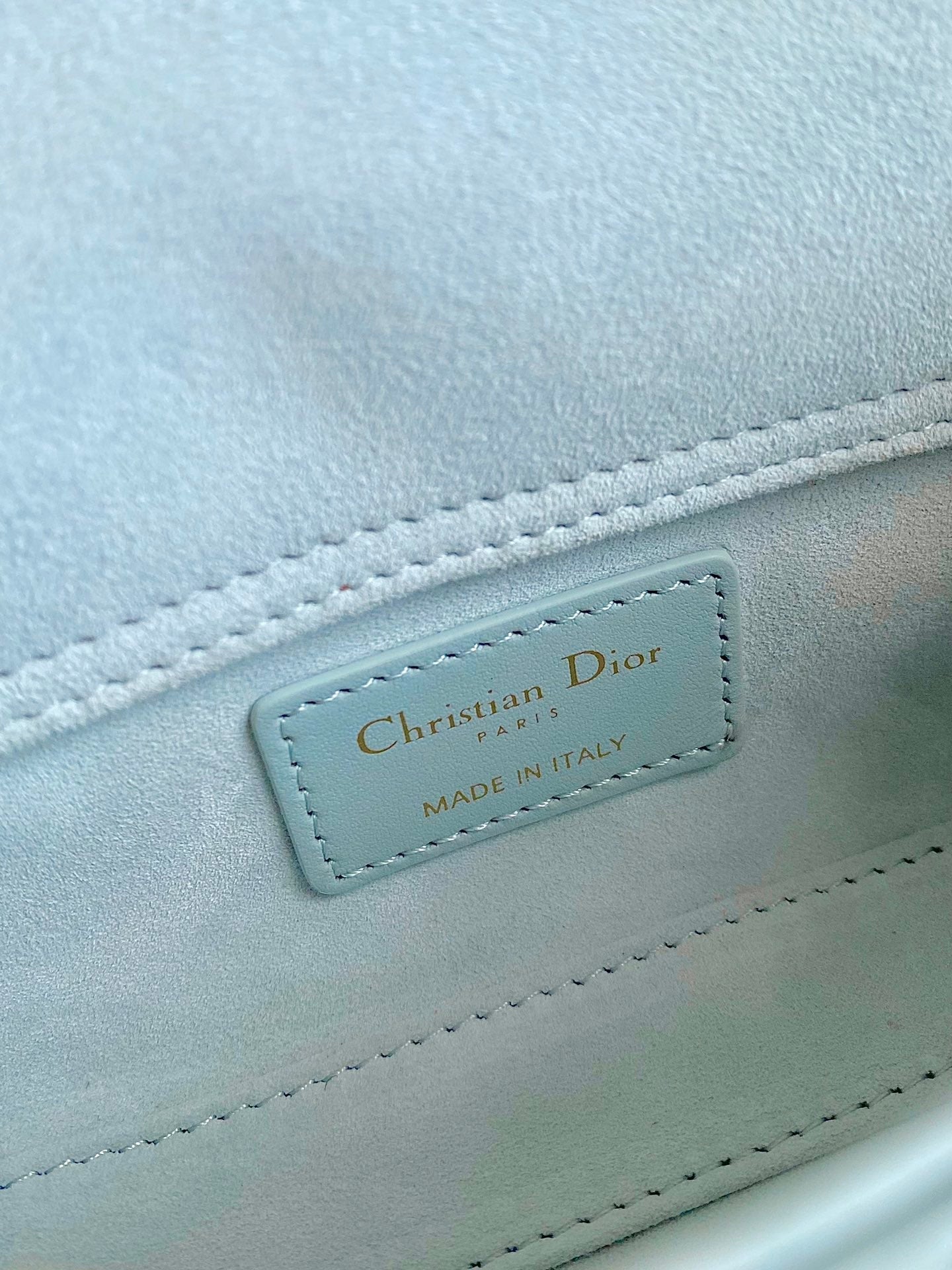 MINI D-JOY BAG 17 IN LIGHT BLUE LAMBSKIN